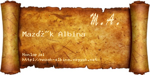 Mazák Albina névjegykártya